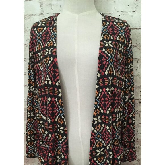 LuLaRoe Womens SARAH Long Duster Cardigan Size Small Geometric Ribbed Knit NEW - Picture 2 of 4